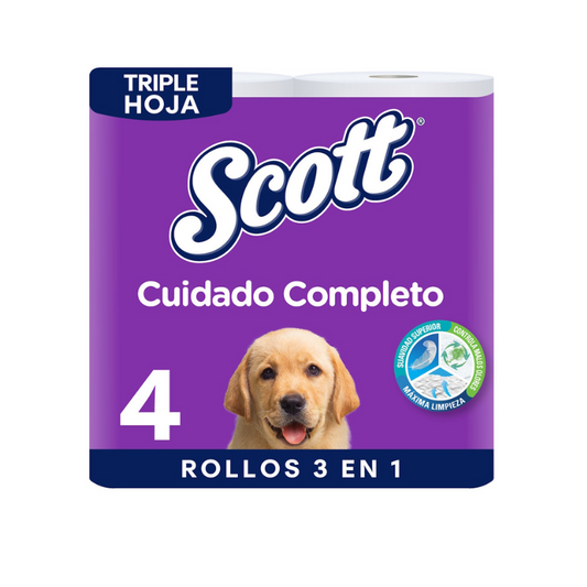 Papel higiénico SCOTT triple hoja - bolsa 4u