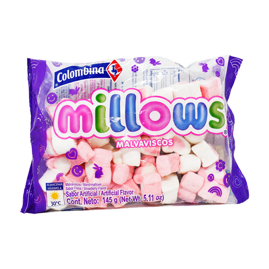 Malvaviscos COLOMBINA millows corazones - bolsa 145g
