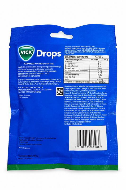 Caramelos VICK Drops miel - bolsa 20u