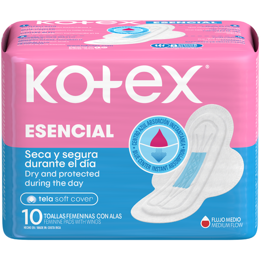 Toallas femeninas KOTEX esencial con alas - bolsa 10u