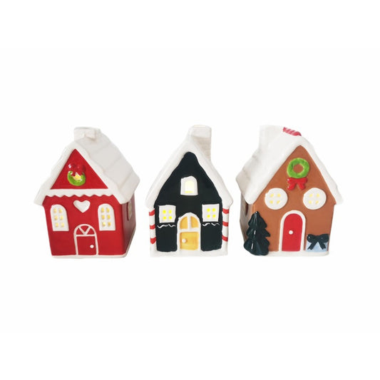 Adorno navideño casa multicolor con LED - 1u