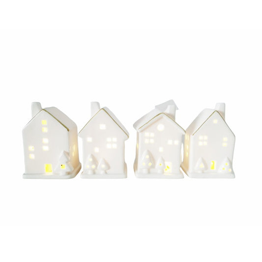 Adorno navideño casa blanca con LED - 1u