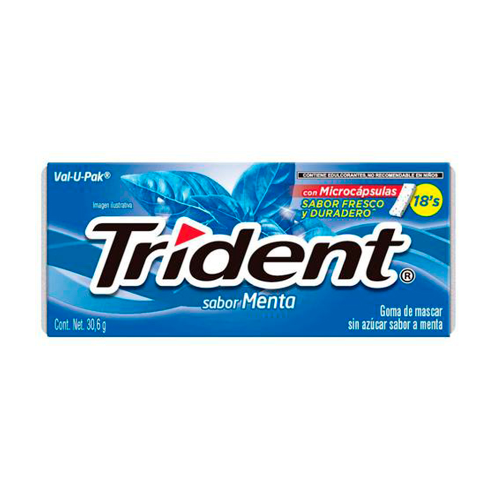 Chicles TRIDENT menta - paquete 18u