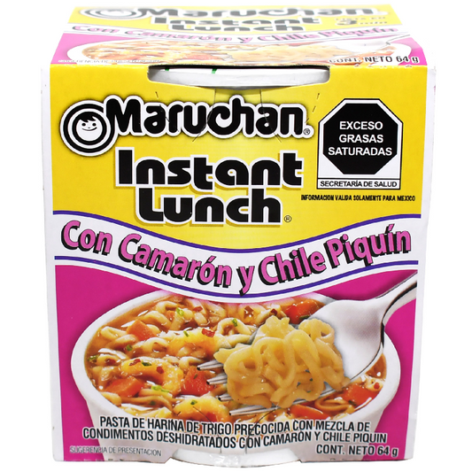 Sopa MARUCHAN con camarón y chile piquín - bowl 64g