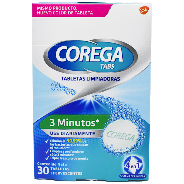 Tabletas limpiadoras COREGA efervescentes - caja 30u