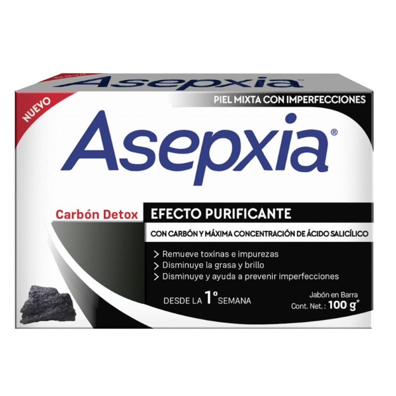 Jabón ASEPXIA carbón detox efecto purificante -100g