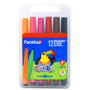 Marcadores FACELA caribe colores - estuche 12u