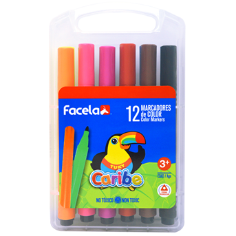 Marcadores FACELA caribe colores - estuche 12u