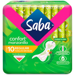 Toallas femeninas SABA confort manzanilla regular sin alas - bolsa 10u