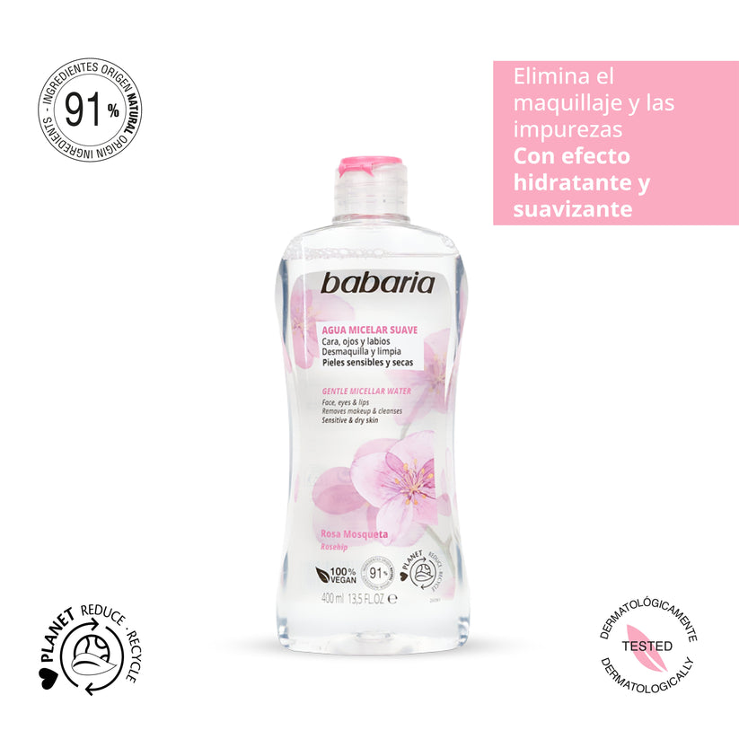 Agua Micelar Desmaquillante Rosa De Mosqueta Babaria - Bote 400 ml