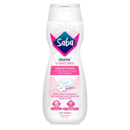 Jabón Íntimo Saba V-Natural Lirio De Agua Y Flor De Algodón - Bote 200 ml