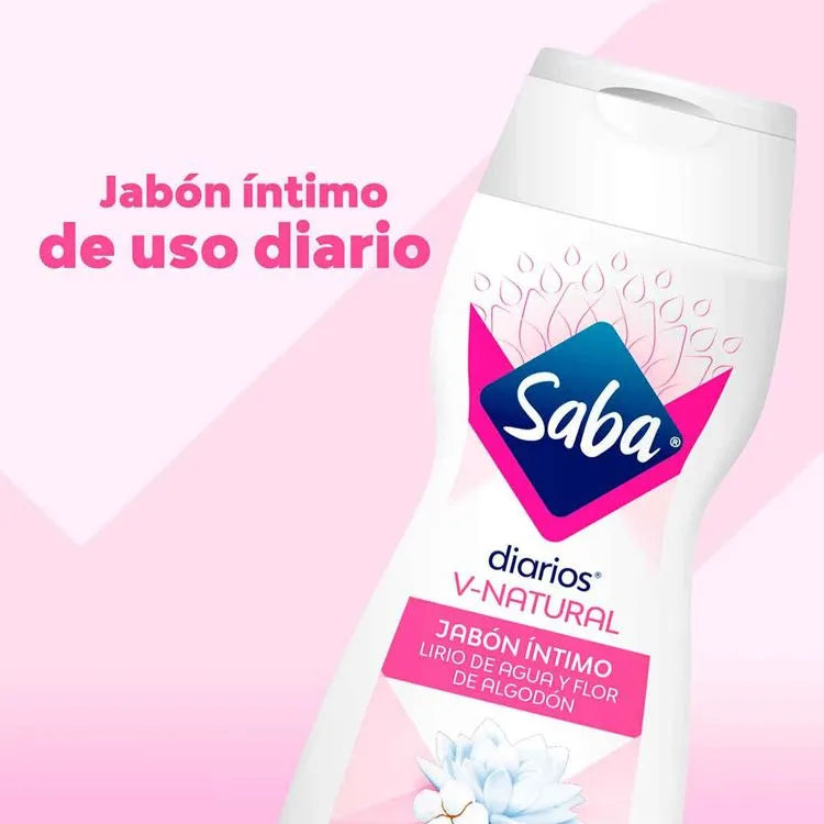 Jabón Íntimo Saba V-Natural Lirio De Agua Y Flor De Algodón - Bote 200 ml