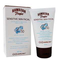 Loción protectora HAWAIIAN TROPIC sensitive skin facial SPF50 - bote 60mL