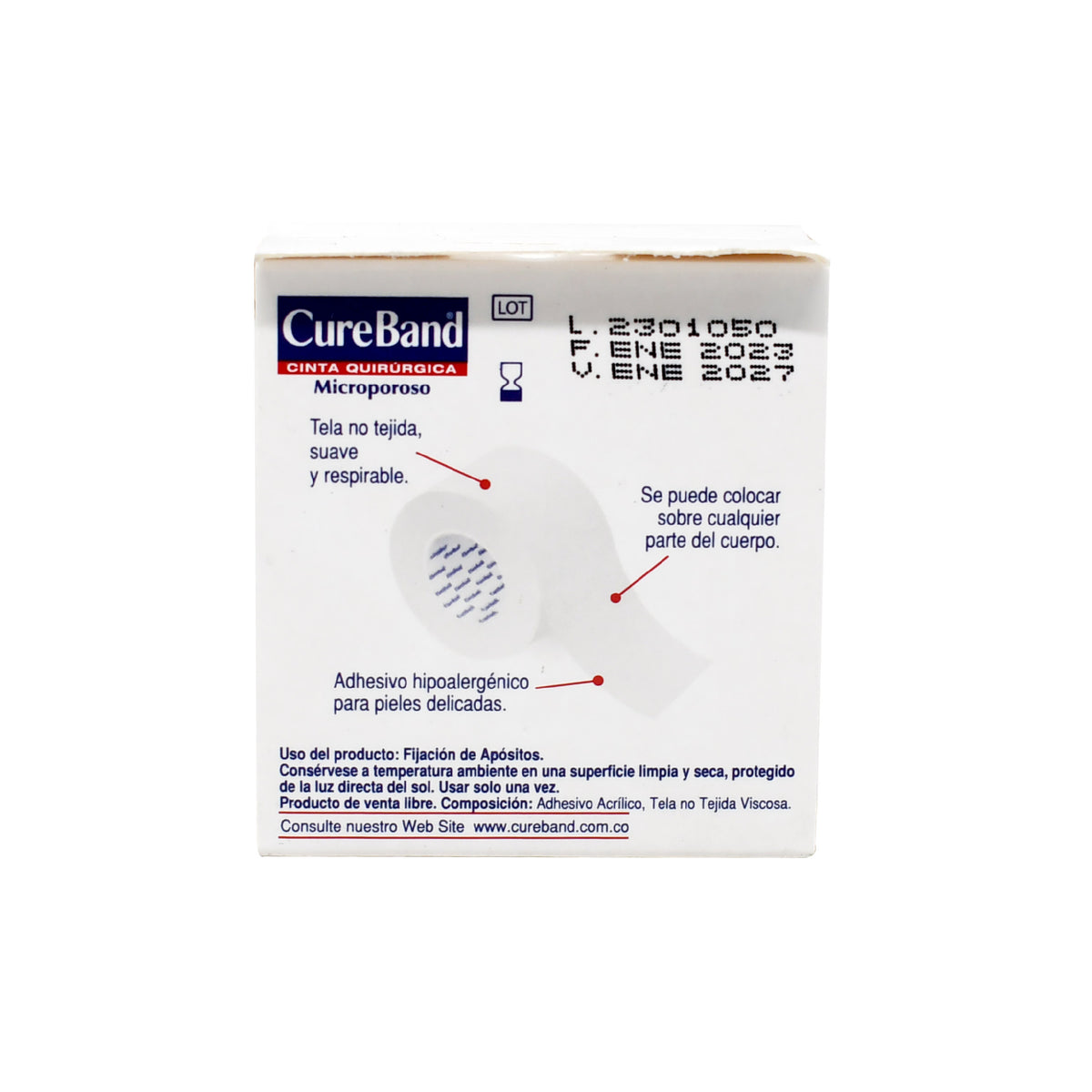 Esparadrapo CUREBRAND blanco 1 in × 5 yd - caja 1u