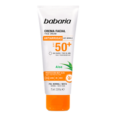 Crema facial BABARIA antiarrugas SPF50 - tubo 75mL