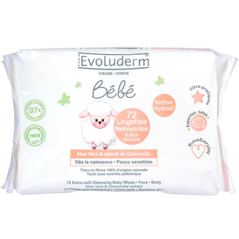 Toallas húmedas EVOLUDERM piel sensible - bolsa 72u