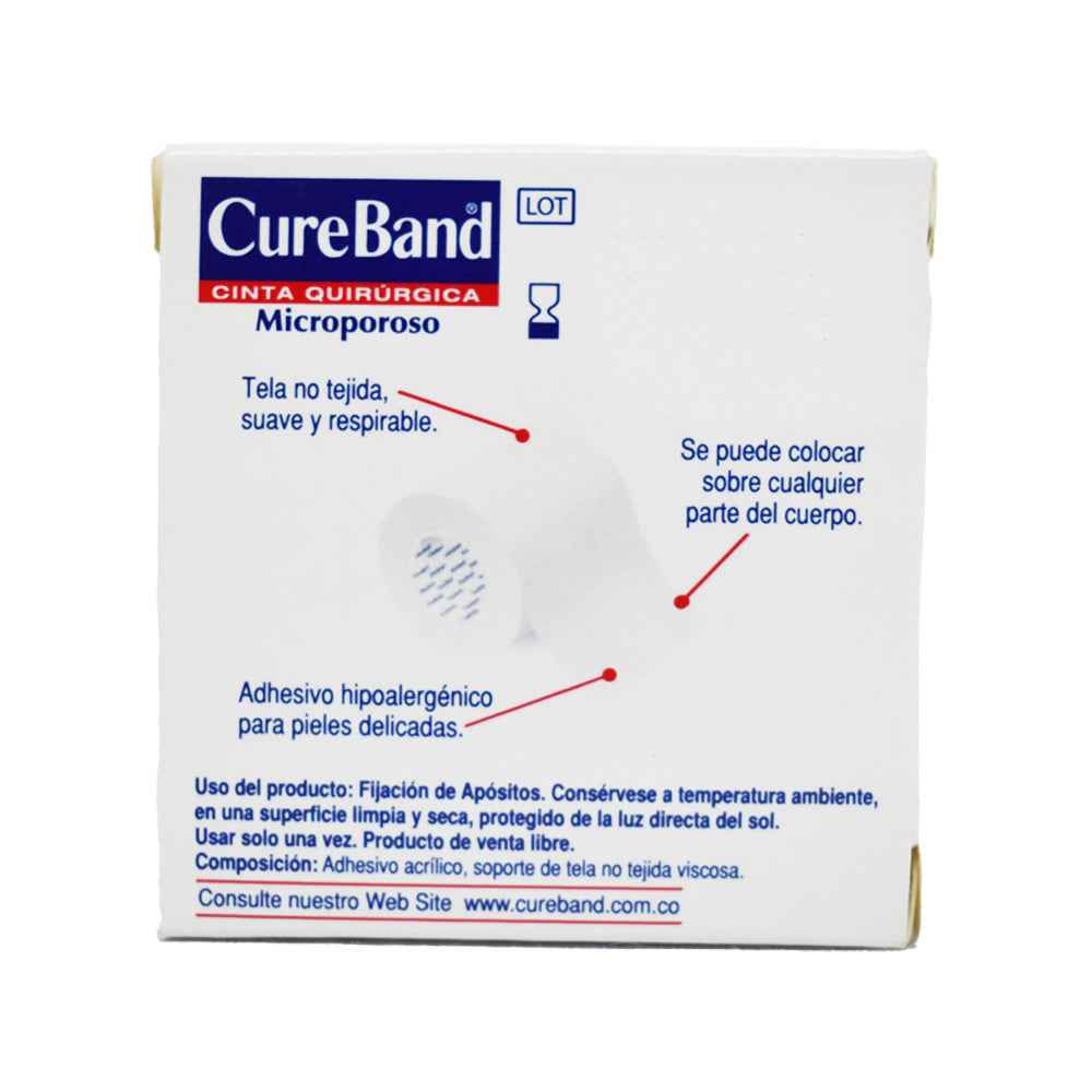 Esparadrapo CUREBRAND blanco 2 in × 5 yd - caja de 1 unidad