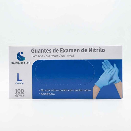Guantes SALVAHEALTH nitrilo talla L - caja 100u