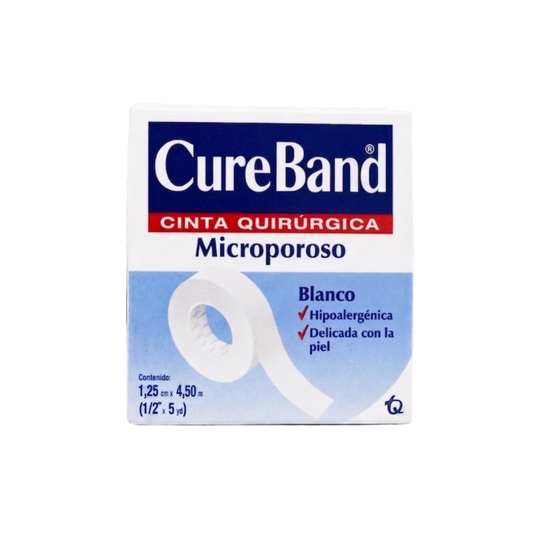 Esparadrapo CUREBRAND blanco 1/2 in × 5 yd - caja 1u