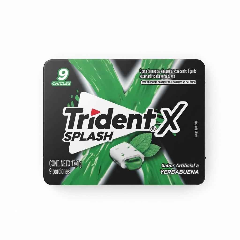Chicles TRIDENT x splash yerbabuena - paquete 9u