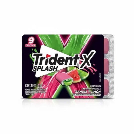 Chicles TRIDENT x splash sandía y limón - paquete 9u