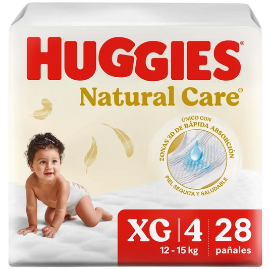 Pañales HUGGIES natural care XG/4 - bolsa 28u