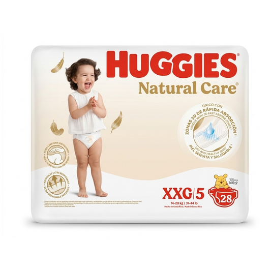 Pañales HUGGIES natural care XXG/5 - bolsa 28u