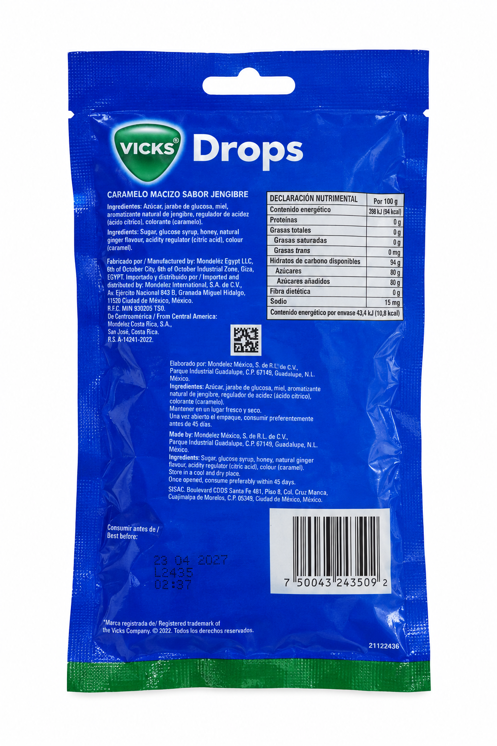 Caramelos VICK Drops jengibre - bolsa 20u