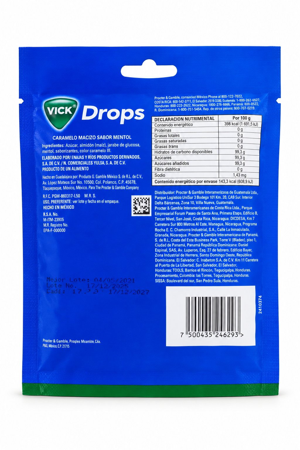 Caramelos VICK Drops mentol - bolsa 20u