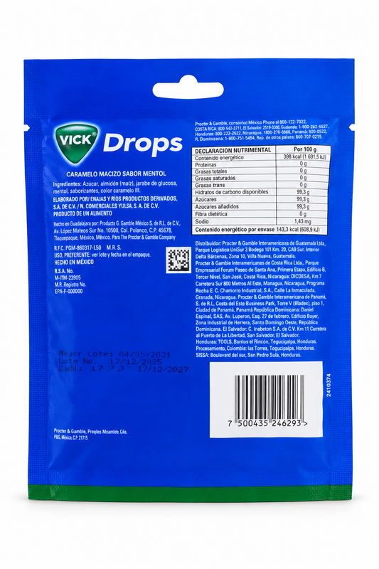 Caramelos VICK Drops mentol - bolsa 20u