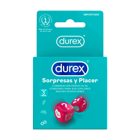 Preservativos DUREX sorpresa y placer - caja 3u
