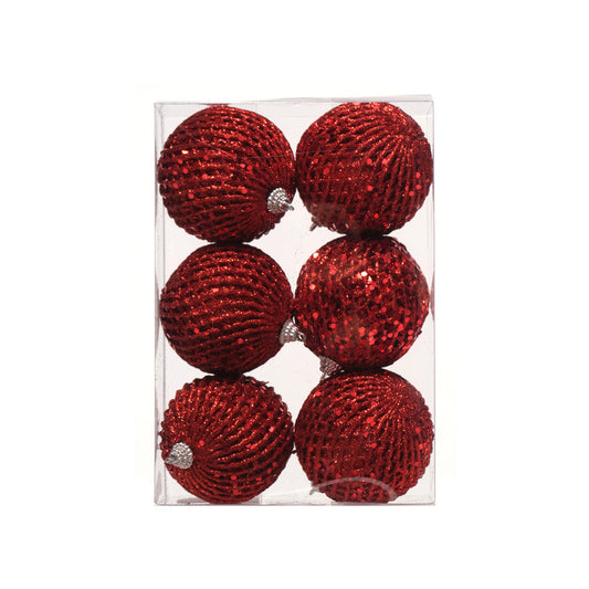 Esferas navideñas rojas para árbol - 6u