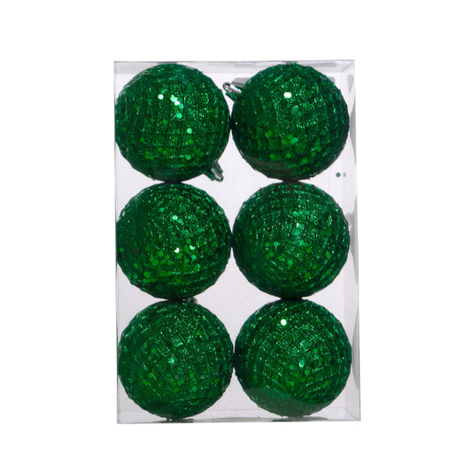 Esferas navideñas verdes para árbol - 6u