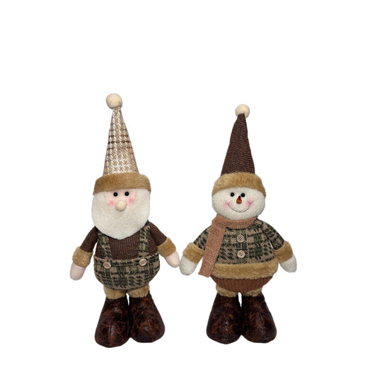 Figura navideña santa o muñeco de nieve café - 1u