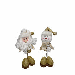 Figura navideña santa o muñeco de nieve dorado - 1u